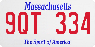 MA license plate 9QT334