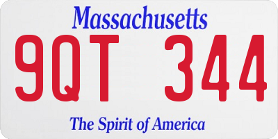MA license plate 9QT344