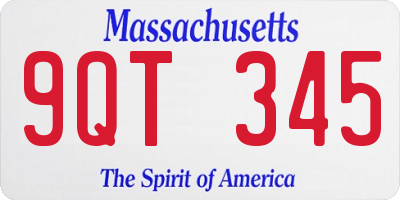 MA license plate 9QT345