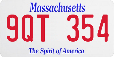 MA license plate 9QT354