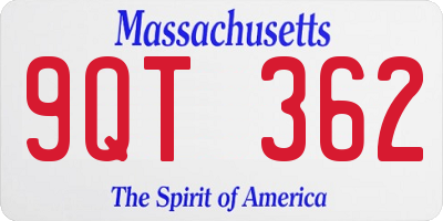 MA license plate 9QT362