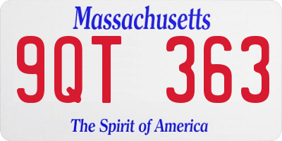 MA license plate 9QT363