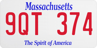 MA license plate 9QT374