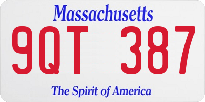 MA license plate 9QT387