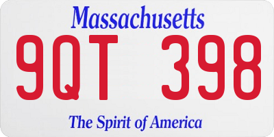 MA license plate 9QT398