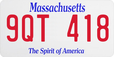 MA license plate 9QT418