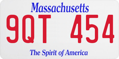 MA license plate 9QT454