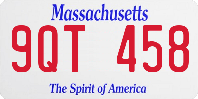 MA license plate 9QT458