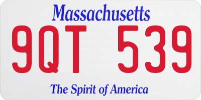 MA license plate 9QT539