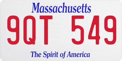 MA license plate 9QT549
