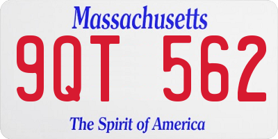 MA license plate 9QT562