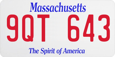MA license plate 9QT643