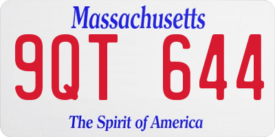 MA license plate 9QT644