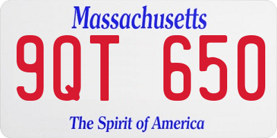 MA license plate 9QT650