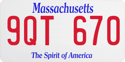 MA license plate 9QT670