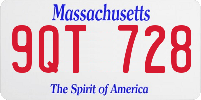 MA license plate 9QT728