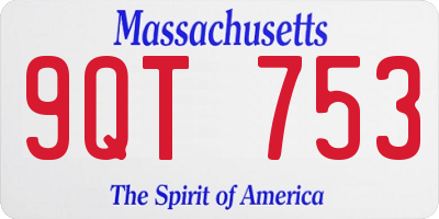 MA license plate 9QT753