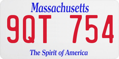 MA license plate 9QT754