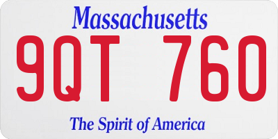 MA license plate 9QT760