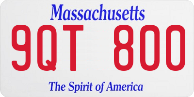 MA license plate 9QT800