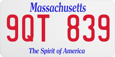 MA license plate 9QT839