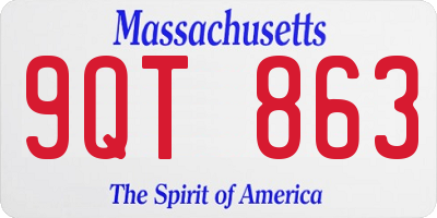 MA license plate 9QT863