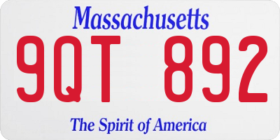 MA license plate 9QT892