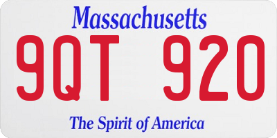 MA license plate 9QT920