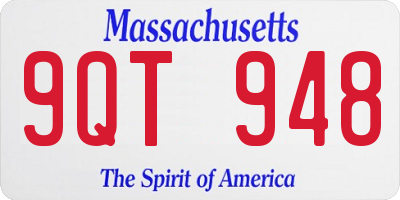 MA license plate 9QT948