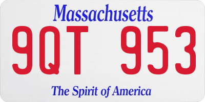 MA license plate 9QT953