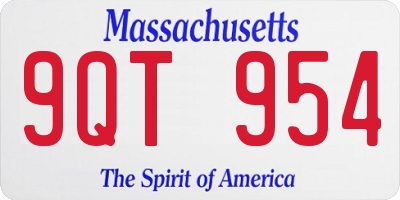 MA license plate 9QT954