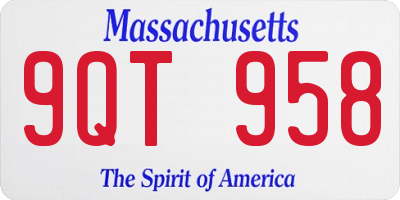 MA license plate 9QT958