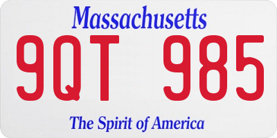 MA license plate 9QT985