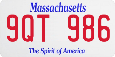 MA license plate 9QT986