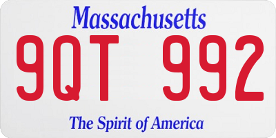 MA license plate 9QT992