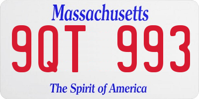 MA license plate 9QT993
