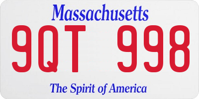 MA license plate 9QT998