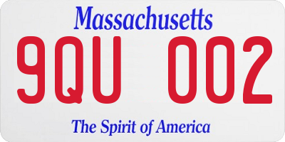 MA license plate 9QU002