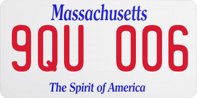 MA license plate 9QU006