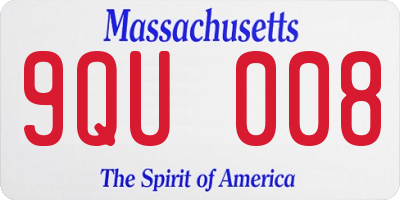 MA license plate 9QU008