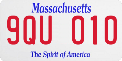 MA license plate 9QU010