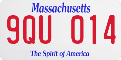 MA license plate 9QU014