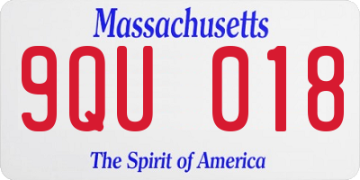 MA license plate 9QU018