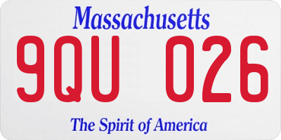 MA license plate 9QU026