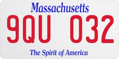 MA license plate 9QU032