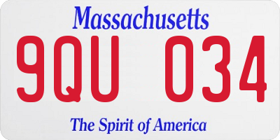 MA license plate 9QU034