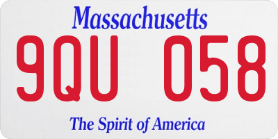 MA license plate 9QU058