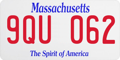 MA license plate 9QU062
