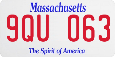 MA license plate 9QU063