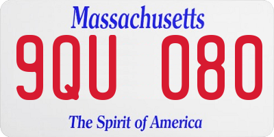 MA license plate 9QU080